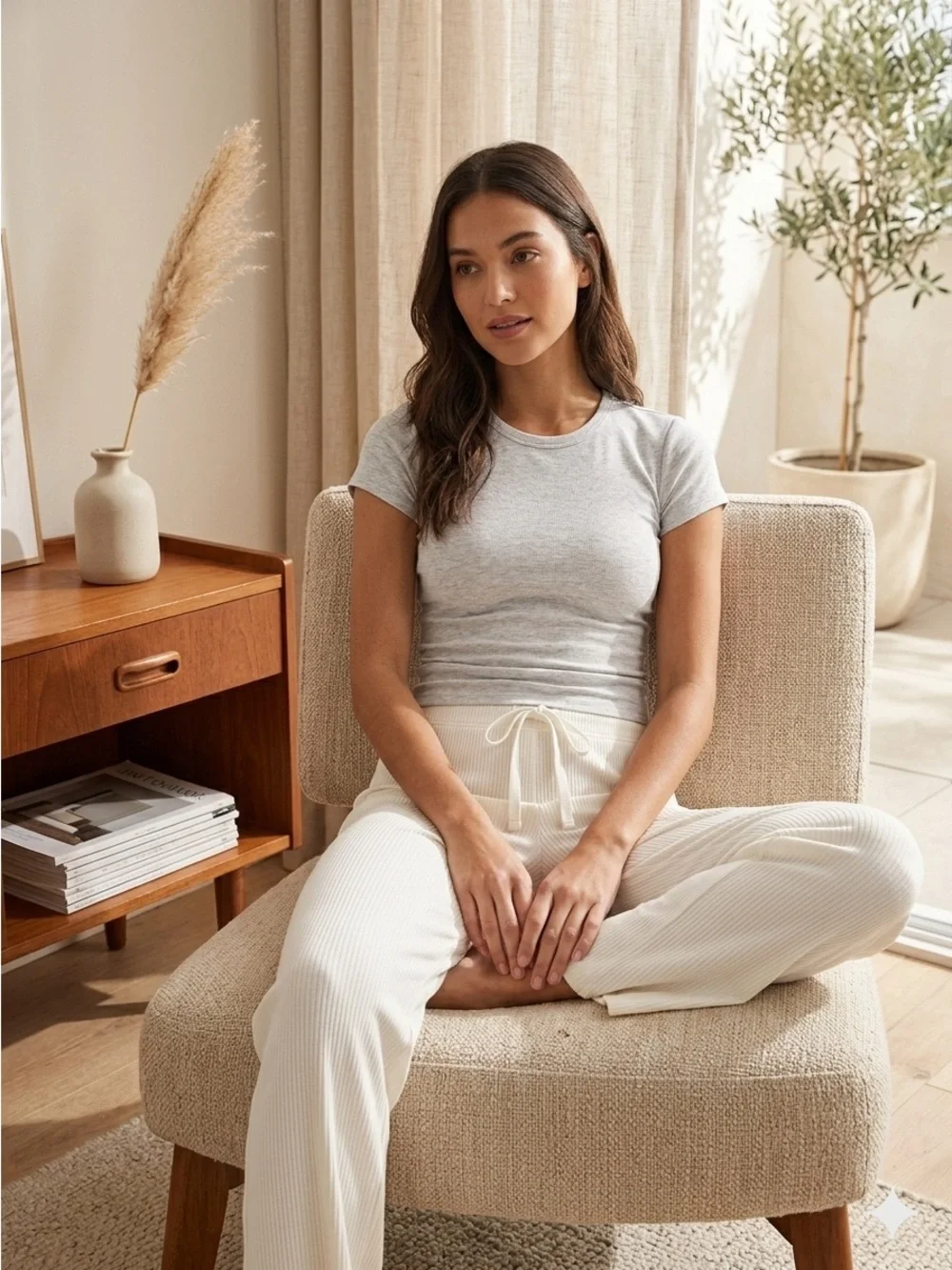 SKIMS Soft Ribbed Flowy Sleep Pants Color Way Marble Size Medium NEW - Picture 6 of 6